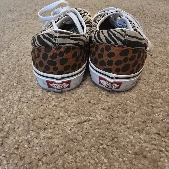 Vans Animal Print Sneakers - Black, White, Brown - Picture 3 of 3